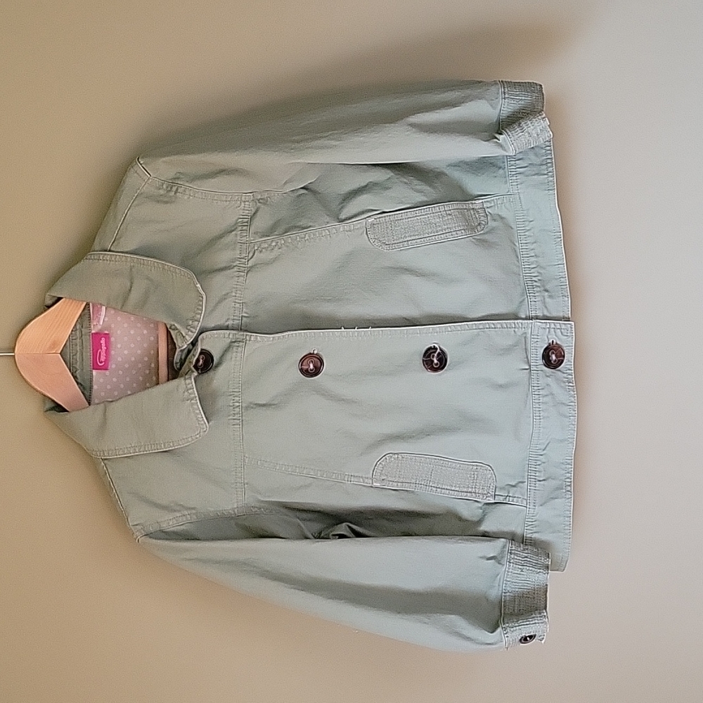 Pappagallo Jacket Light Green Button Front  3/4 Sleeve Vntage EUC Size Small